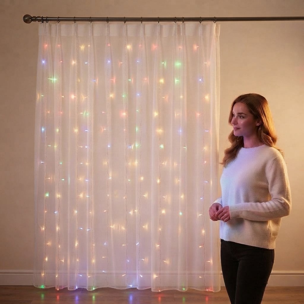 LED Curtain Fairy Lights 120–300 LEDs, 3 Colours Available — Multicolour