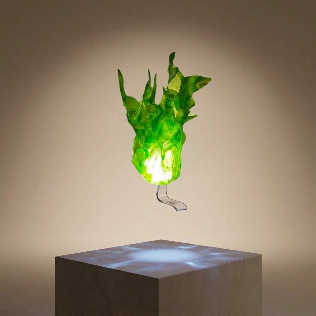 LED Floating Fireball Prop with Glowing Flame Effect – Battery Powered Cosplay and Halloween Decoration — Green