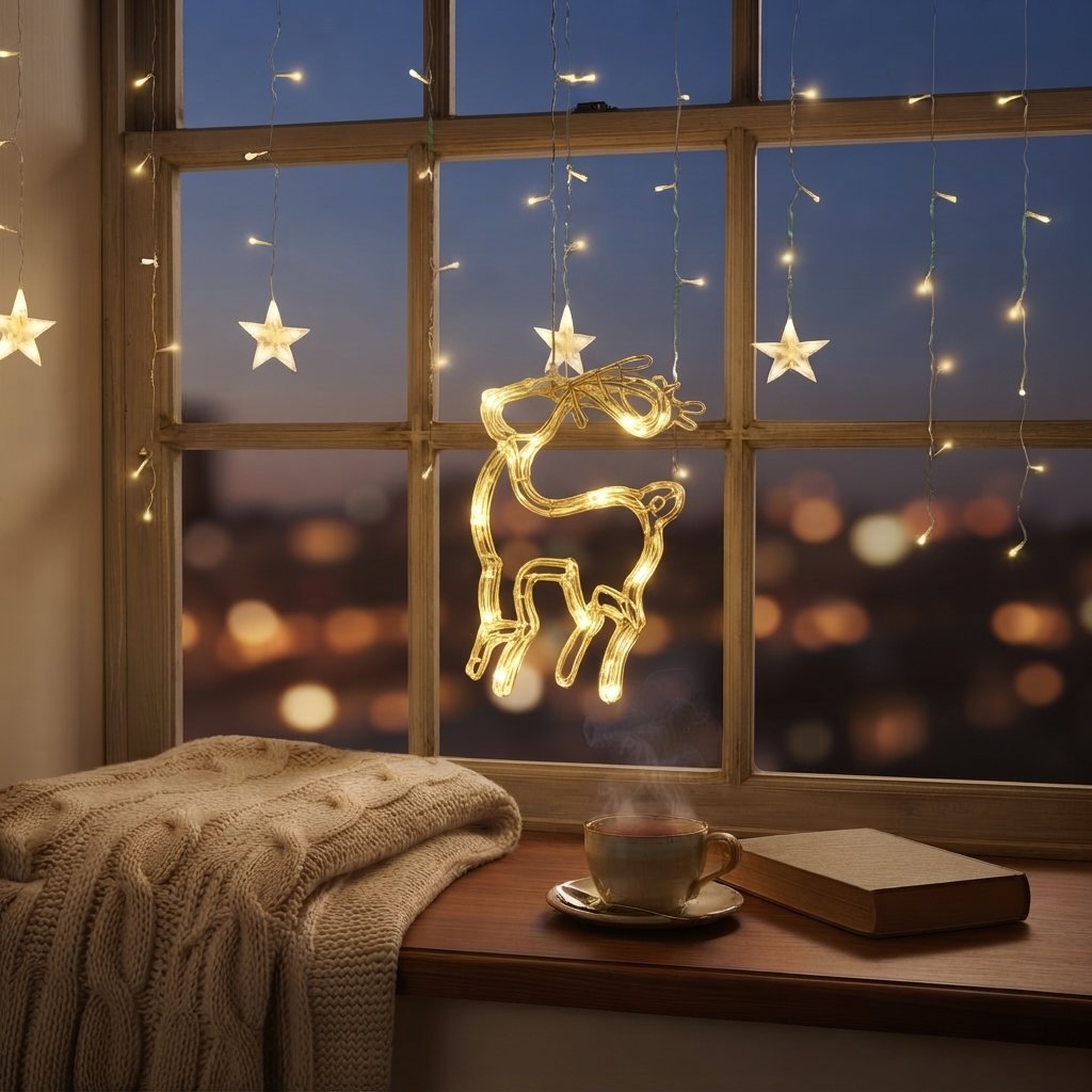 LED Star Curtain Lights, Warm White, Indoor & Outdoor — Type C