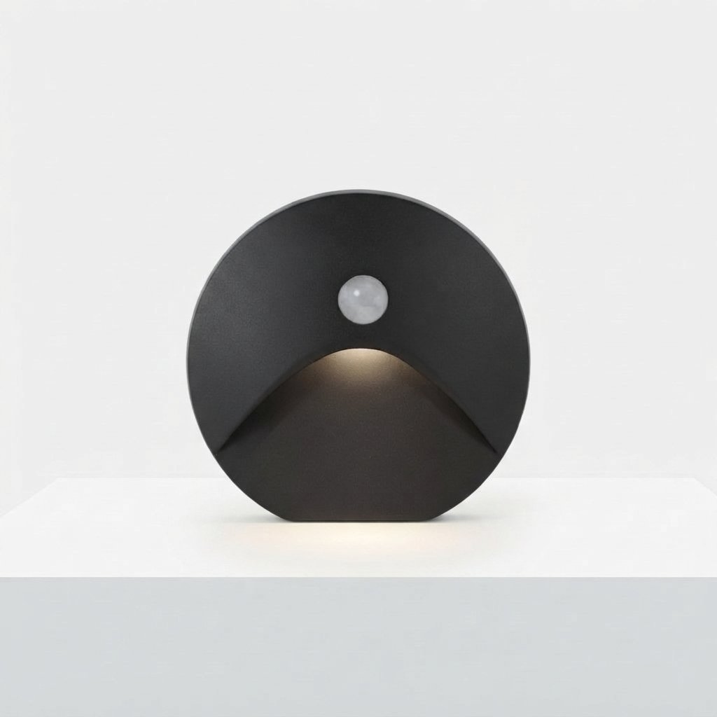 LED Wall Light with Motion Sensor, IP65, 3 W – Indoor & Outdoor — Black-Round