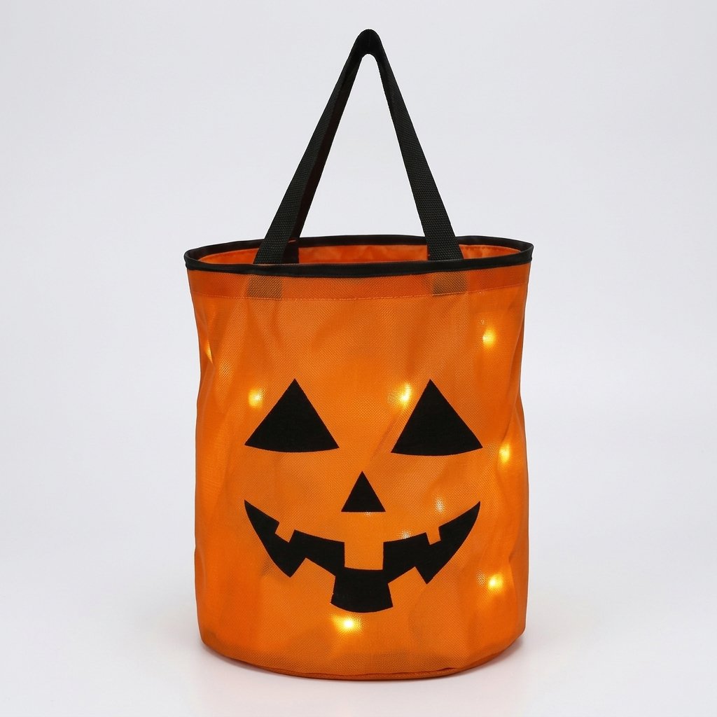 Light-Up LED Jack-O'-Lantern Halloween Trick-or-Treat Candy Bucket – Reusable Pumpkin Pail with Fairy Lights — 3PCS