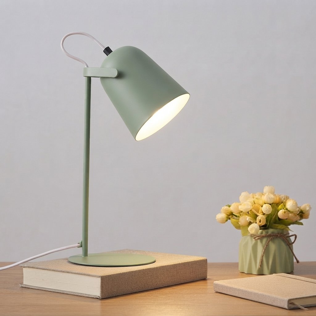 Metal Desk Lamp, Nordic Minimalist Style, LED Reading Light — Green