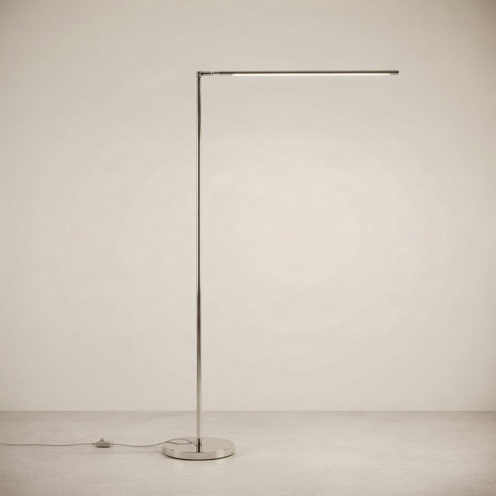 Minimalist LED Linear Floor Lamp with Adjustable Arm — Dimmable