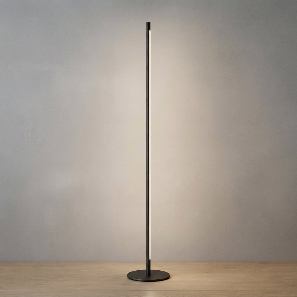 Minimalist Linear LED Floor Lamp with Warm Glow — Black