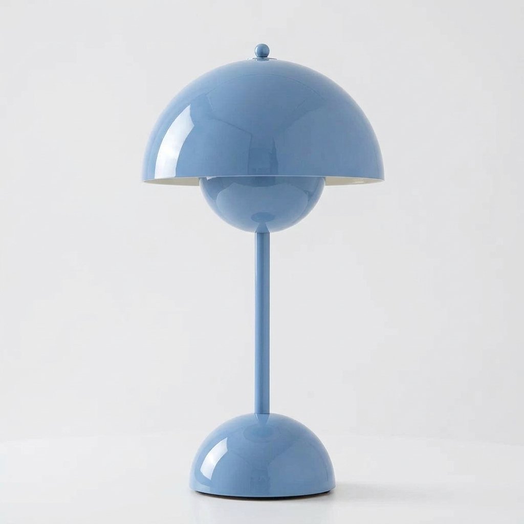 Mushroom Dome Table Lamp with Rounded Base — Blue