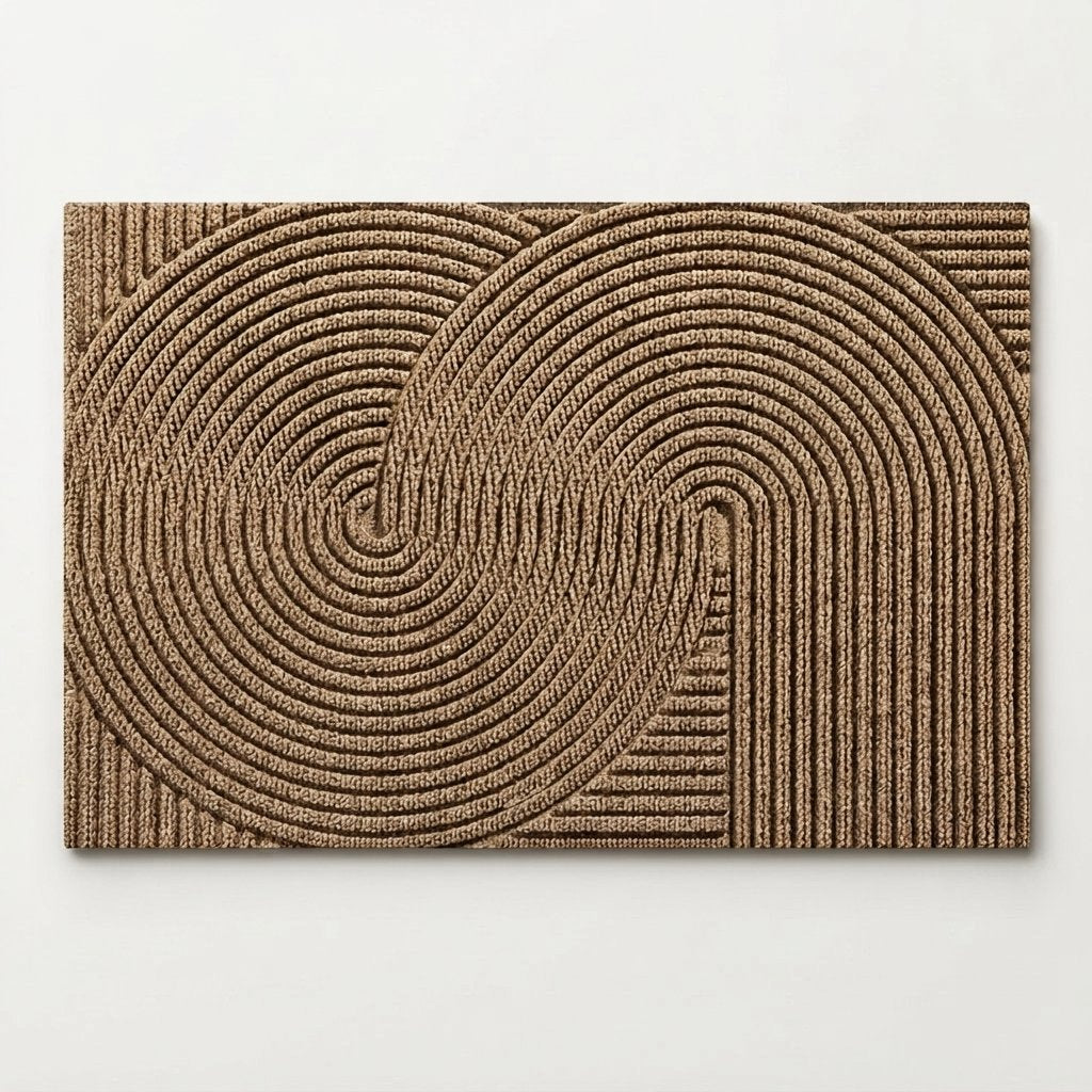 Non-Slip Door Mat with Textured Pattern, Indoor & Outdoor — Khaki
