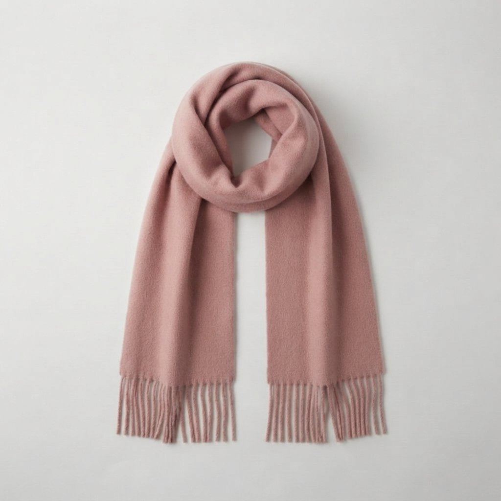 Oversized Plush Winter Scarf with Tassels — Old Rose