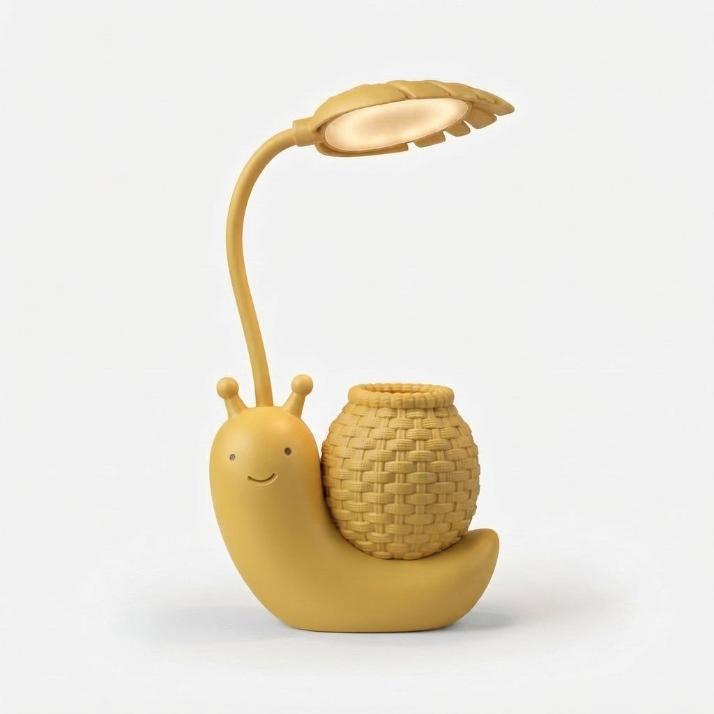 Snail LED Desk Lamp with Pen Holder for Kids — Yellow