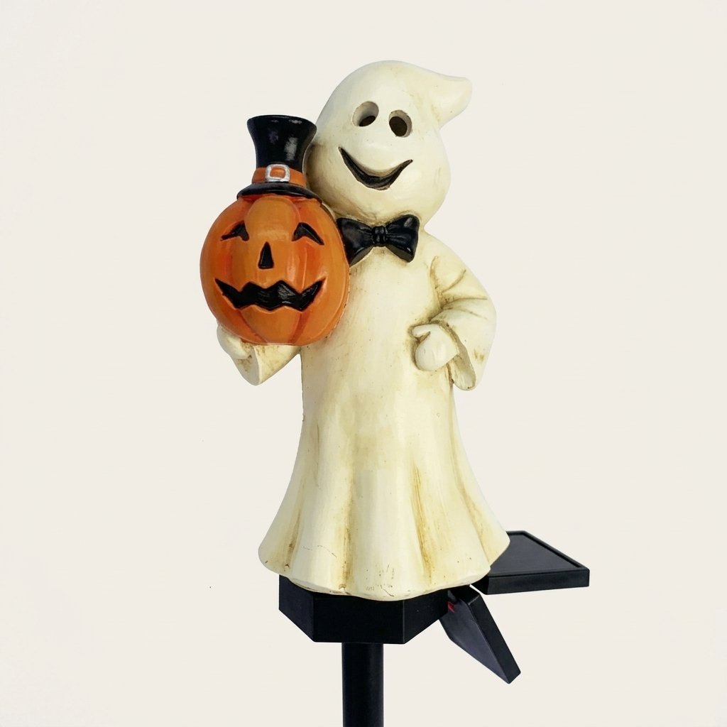 Solar-Powered Halloween Garden Stake Lights – Resin Pumpkin and Ghost Lanterns for Outdoor Use — Pumpkin Ghost