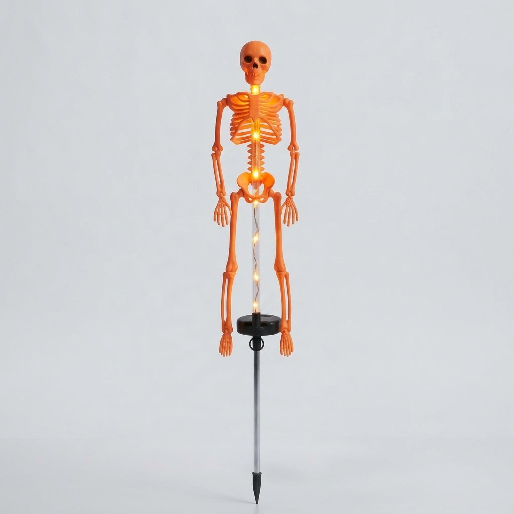 Solar skeleton garden stake light with LED illumination — Orange