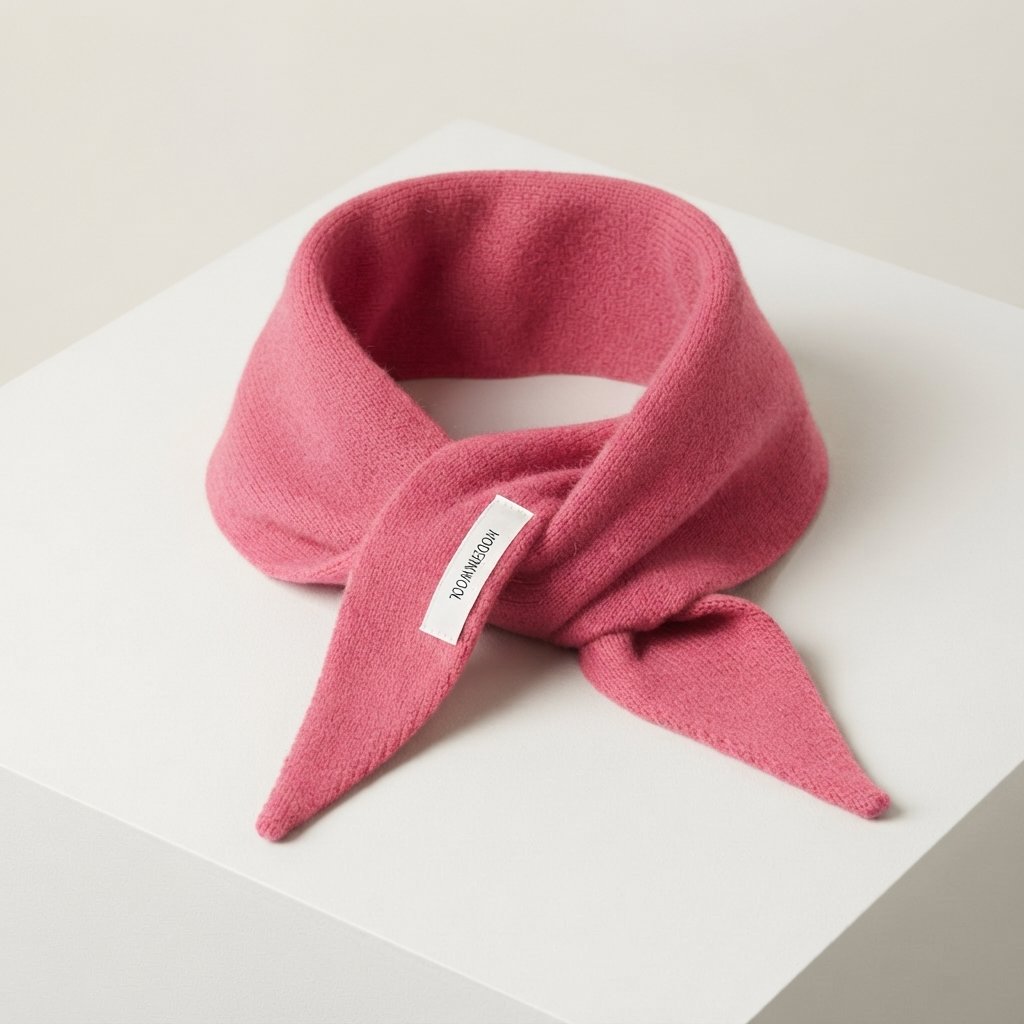 Wool Knit Triangular Scarf – Lightweight & Versatile — Pink