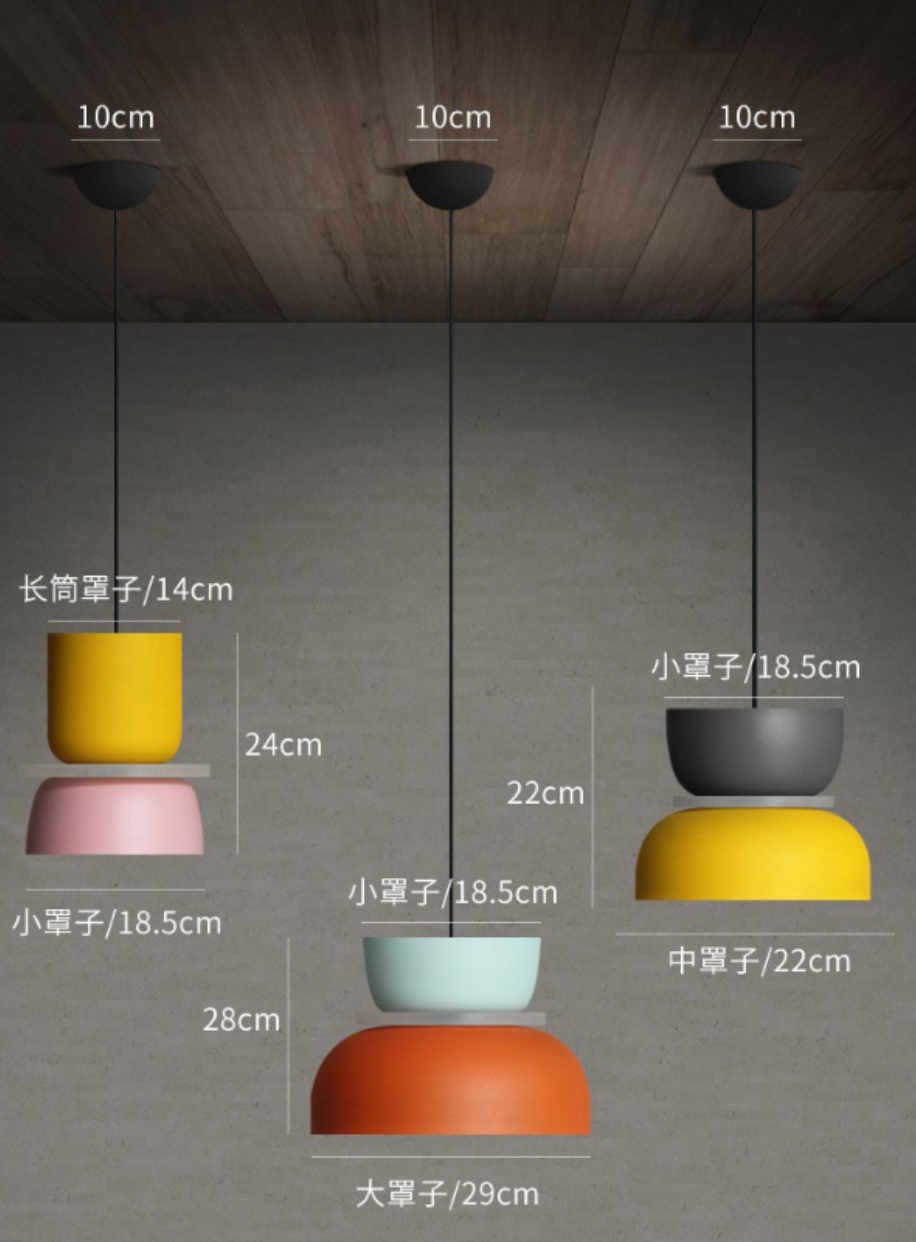 Macaron Acrylic Dome Pendant Light LED E27 12W