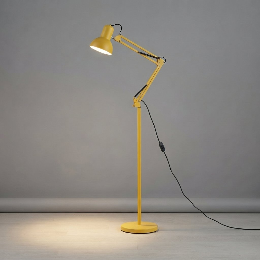 Adjustable Folding Floor Lamp with Articulated Arm — Yellow
