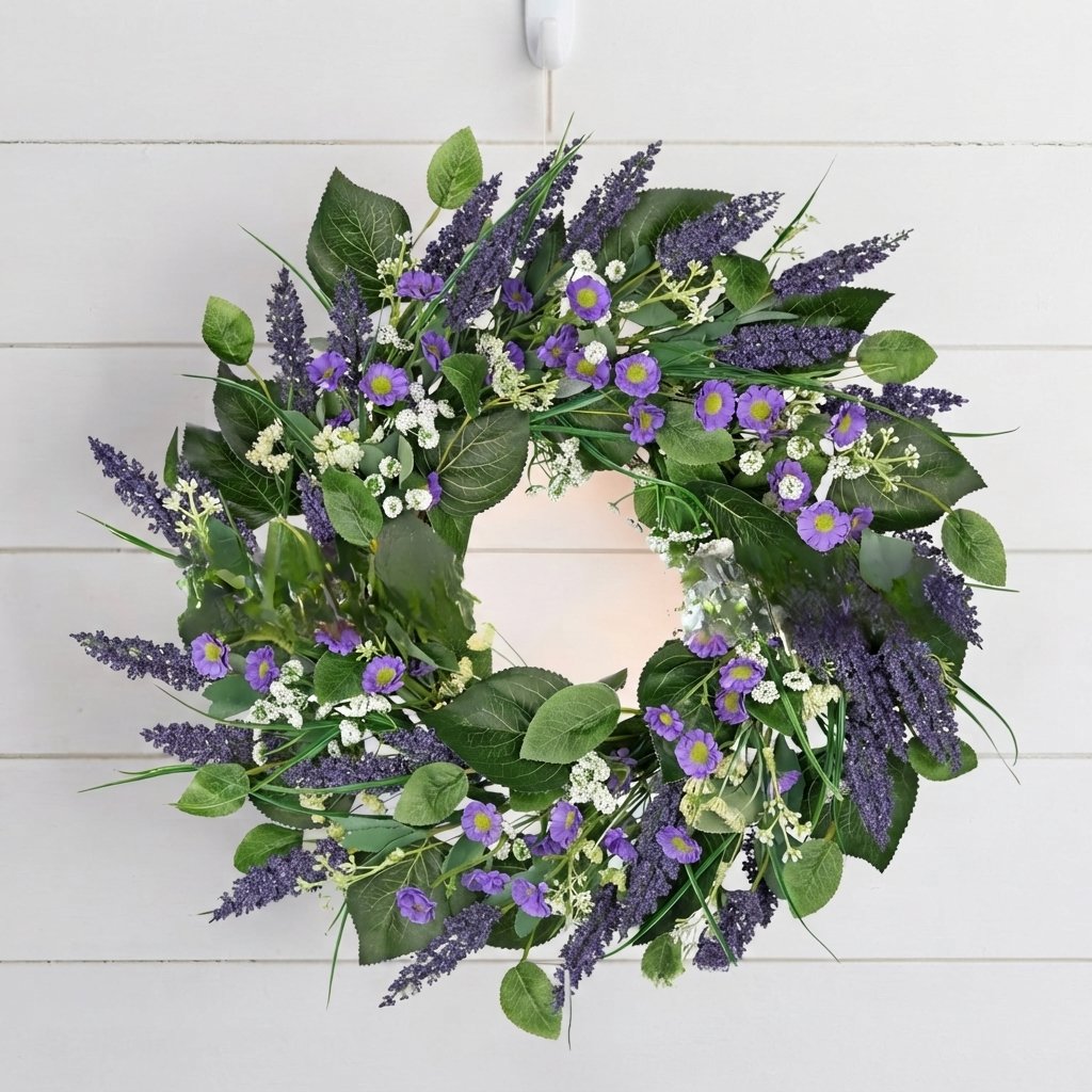 Artificial Wildflower Wreath for Door or Table, 45–55 cm — Style 4
