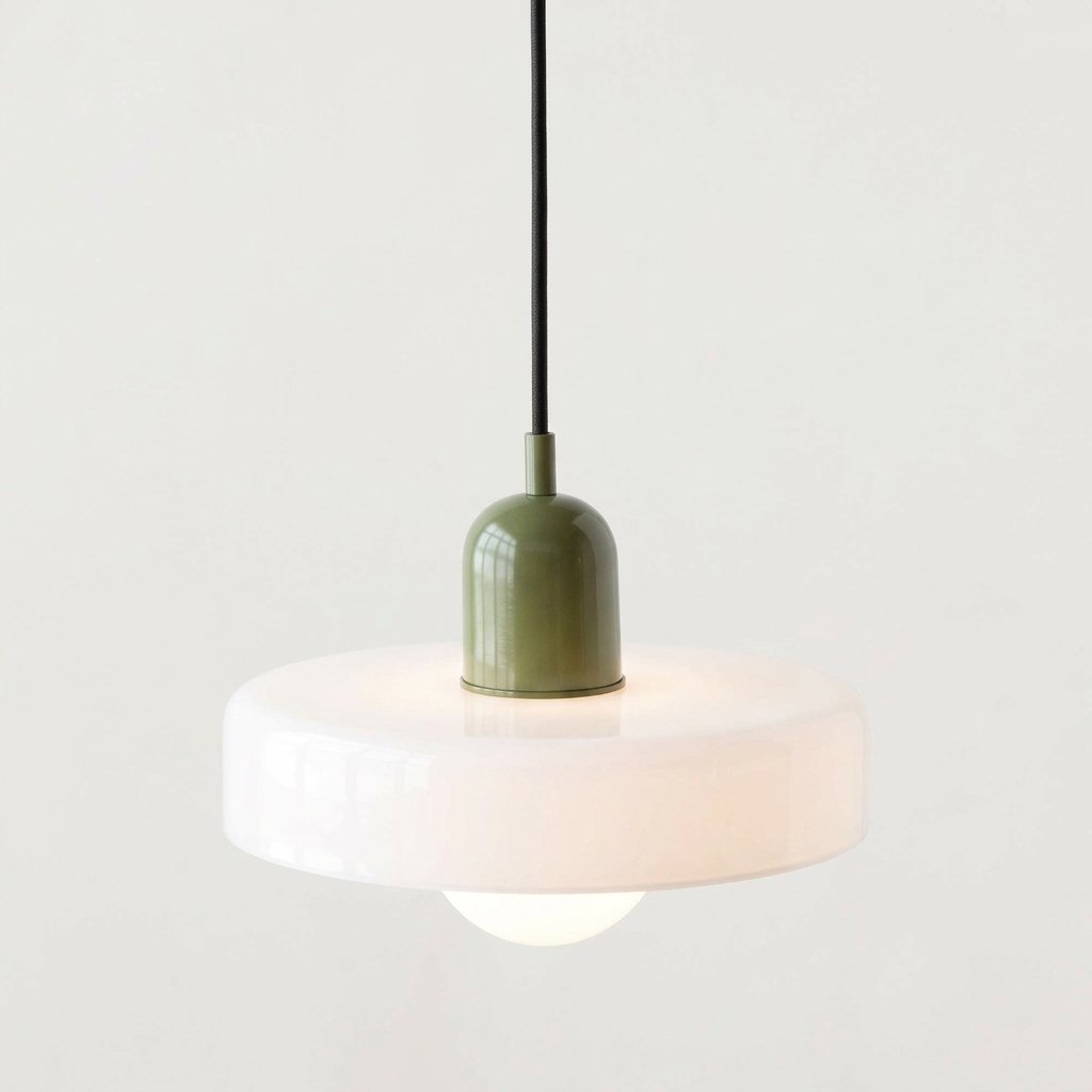 Bauhaus Glass Ring Pendant Light, Adjustable Height — Green