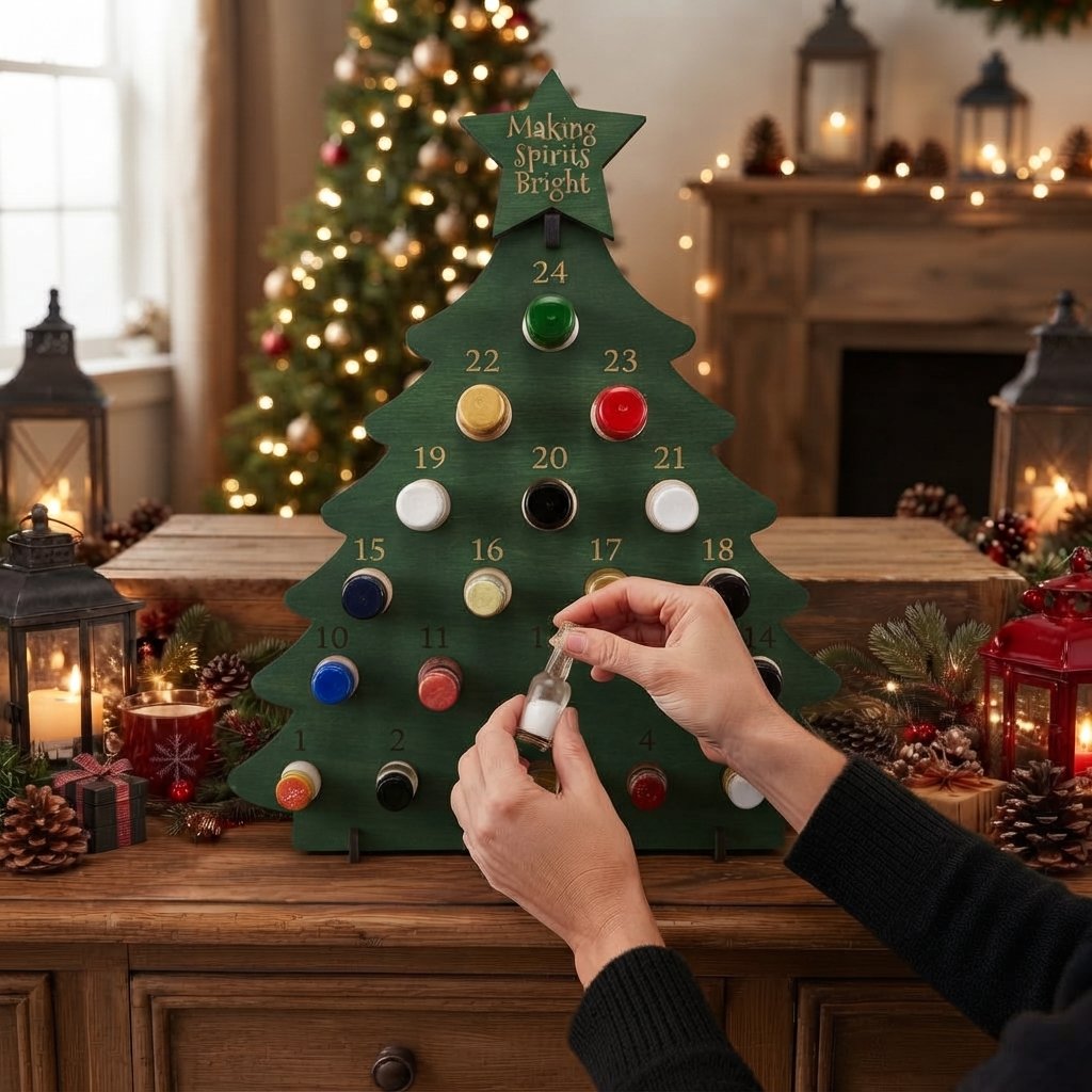 Christmas Tree Advent Calendar with 24 Mini Bottle Slots — Green
