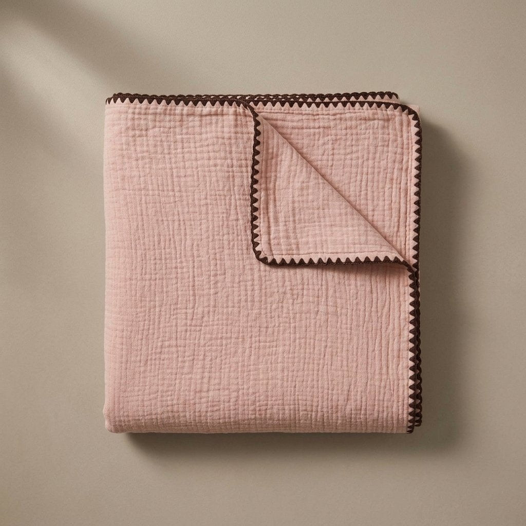 Cotton Muslin Throw Blanket – Lightweight, Breathable — Blush Petal