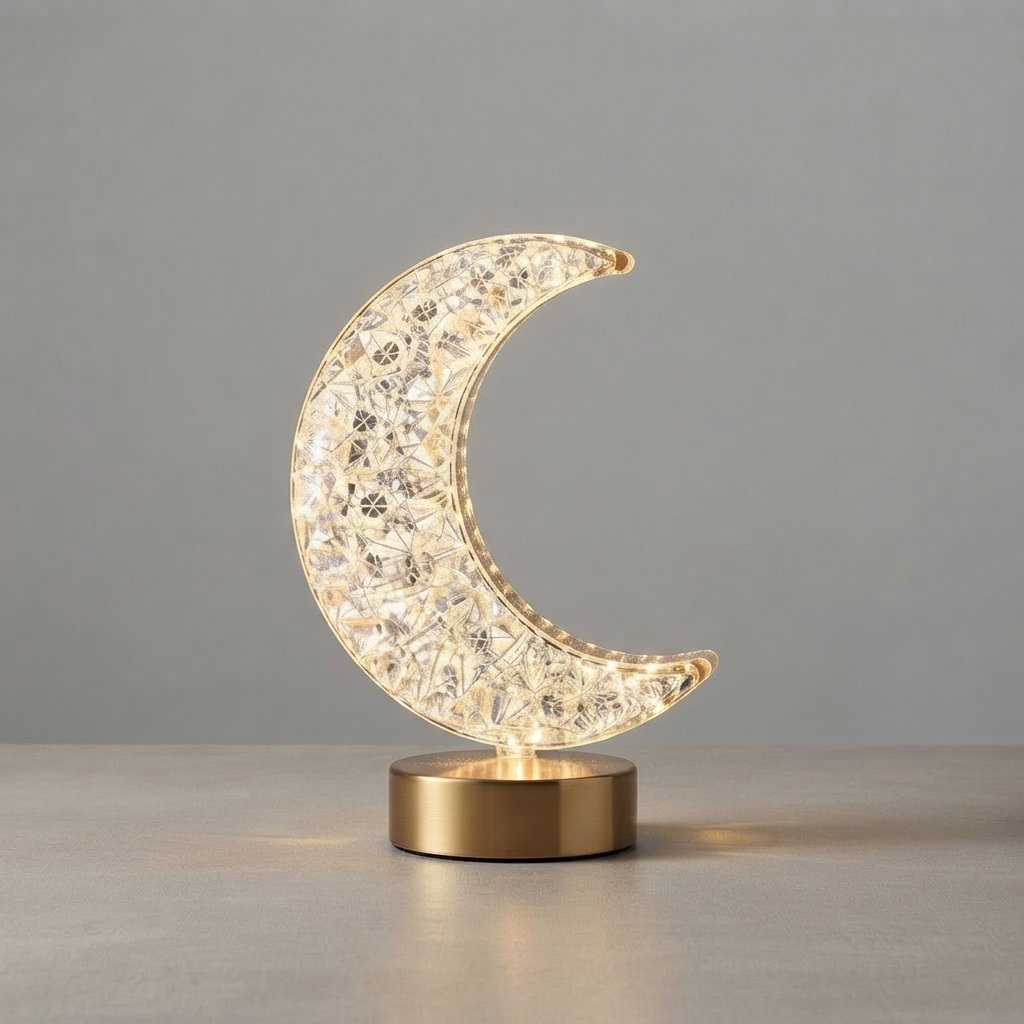 Crystal LED Night Light with Touch Dimming, USB Rechargeable — Moon