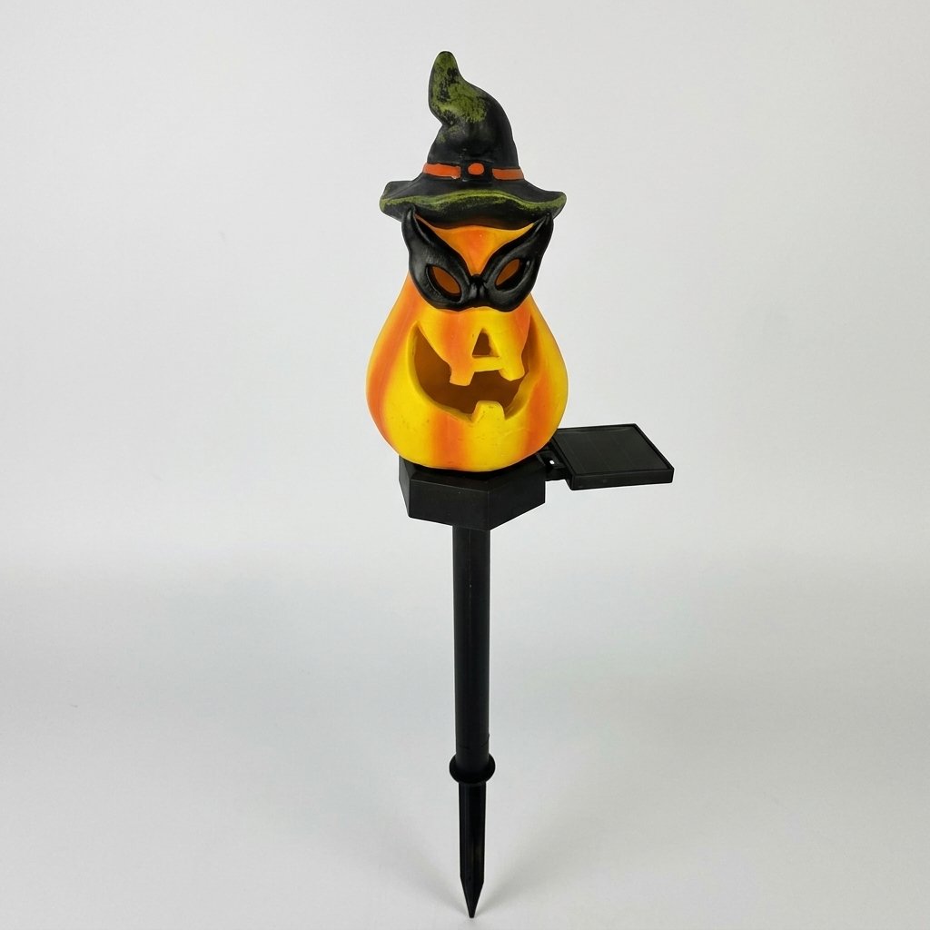 Halloween Solar Garden Stake Light – Resin Character Design with Auto On Glow — Big Pumpkin