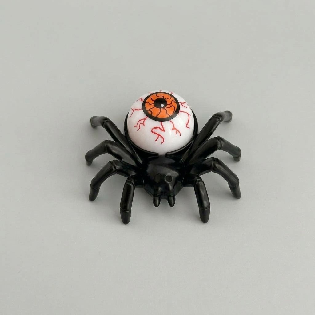 Halloween Spider Tea Light with Flickering LED Flameless Candle – Battery-Operated Decoration — Spider Back Orange Eyeball