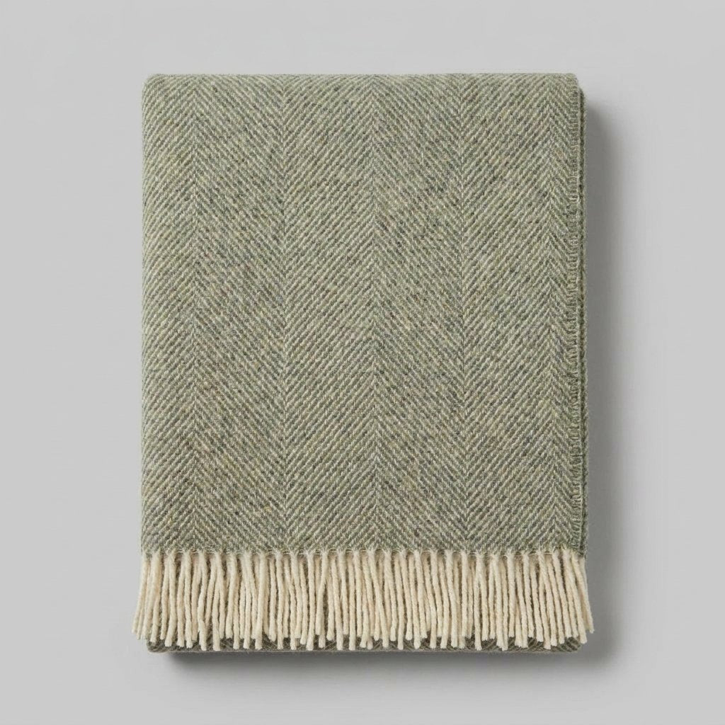 Herringbone Pure Wool Throw in Four Colours — Vintage Grey