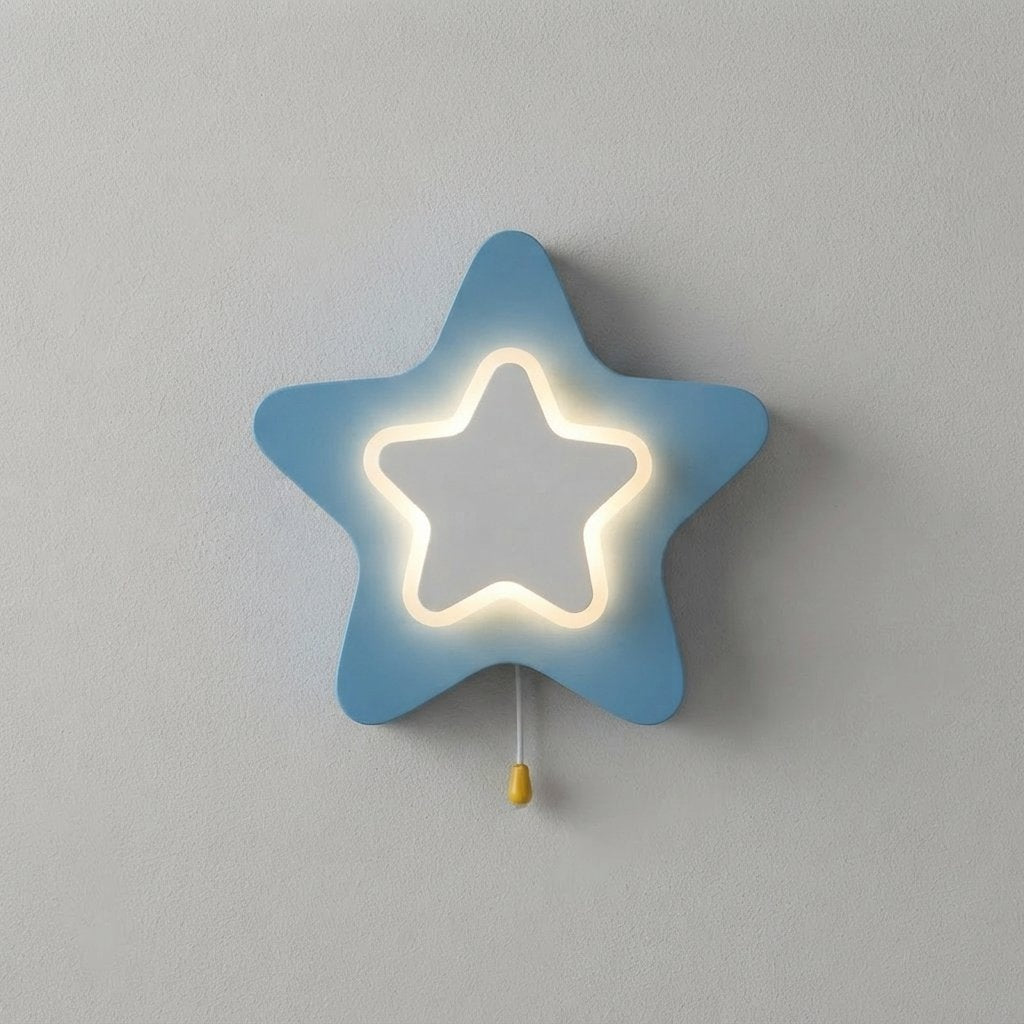 Kids' LED Wall Light – Cloud & Star Shapes, Pull Switch — Blue Star