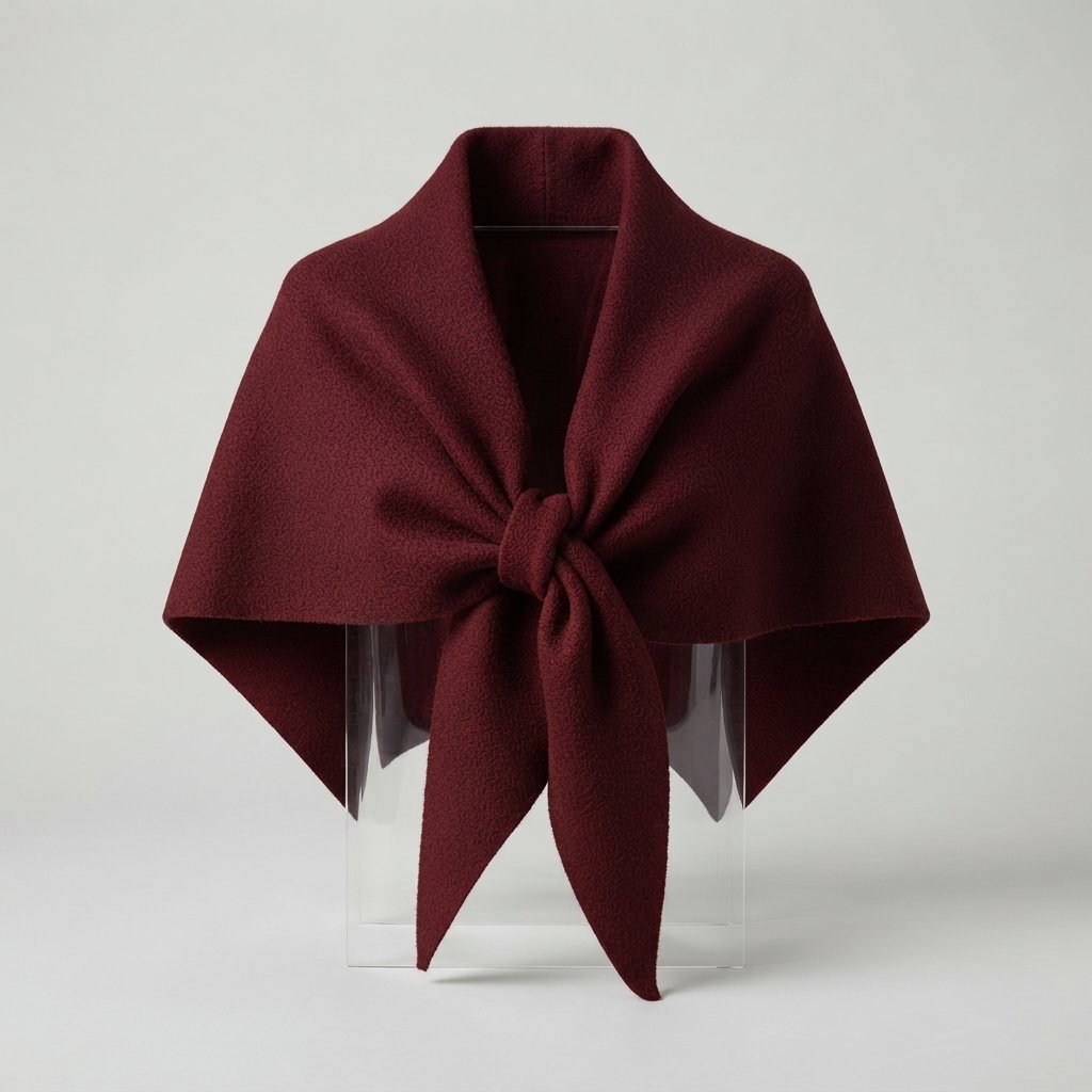 Knit Triangle Shawl Scarf, Wool-Feel, One Size — Maroon