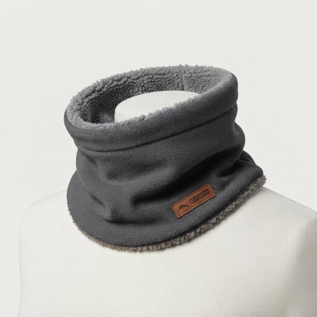 Knitted Neck Warmer with Plush Fleece Lining — Dark Grey