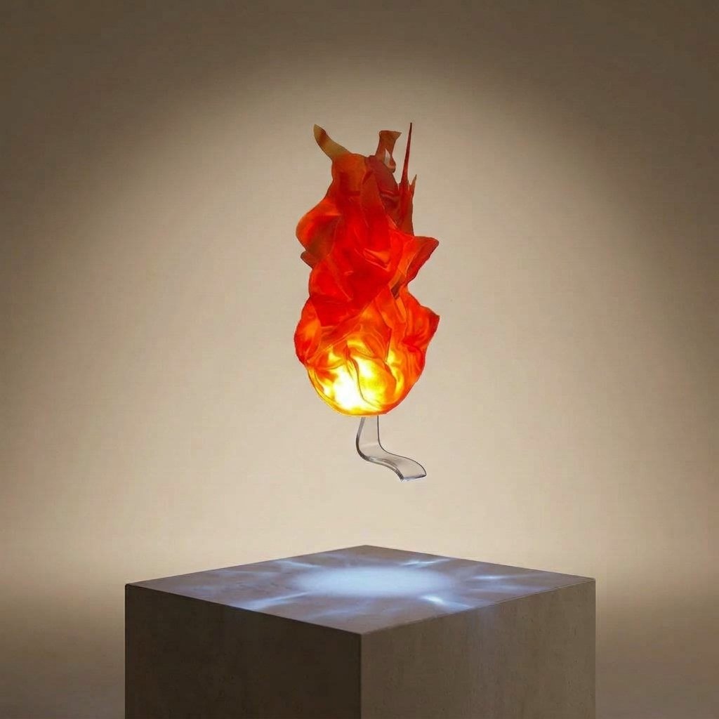 LED Floating Fireball Prop with Glowing Flame Effect – Battery Powered Cosplay and Halloween Decoration — Red