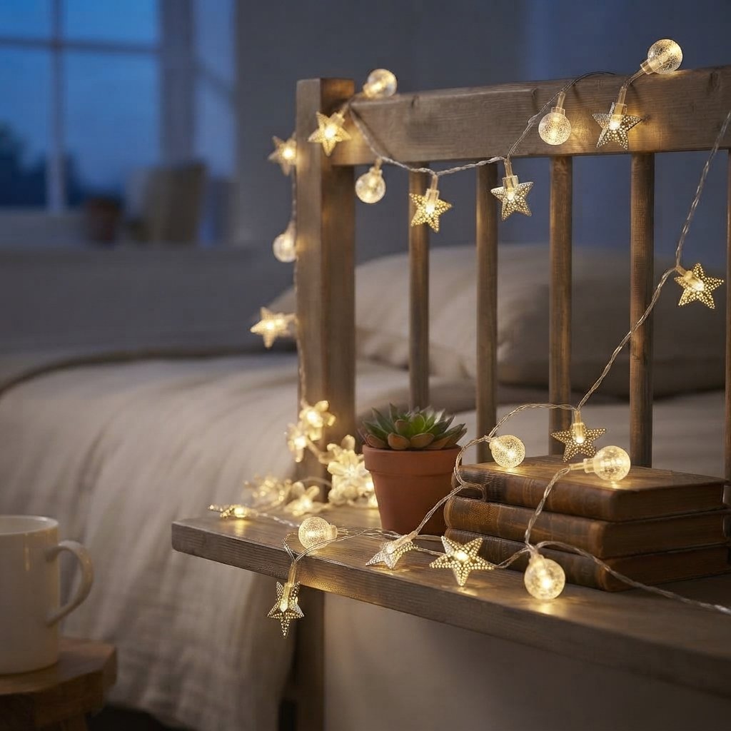 LED Star & Moon Fairy Lights, Warm White Indoor — Style 4
