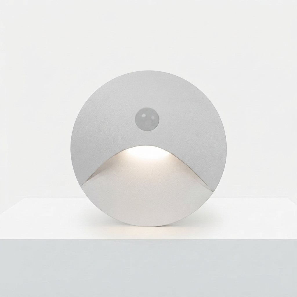 LED Wall Light with Motion Sensor, IP65, 3 W – Indoor & Outdoor — White-Round