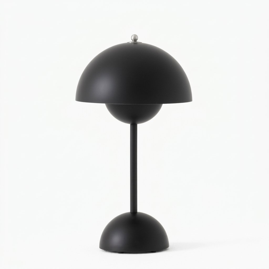 Mushroom Table Lamp, Cordless Rechargeable LED — Black