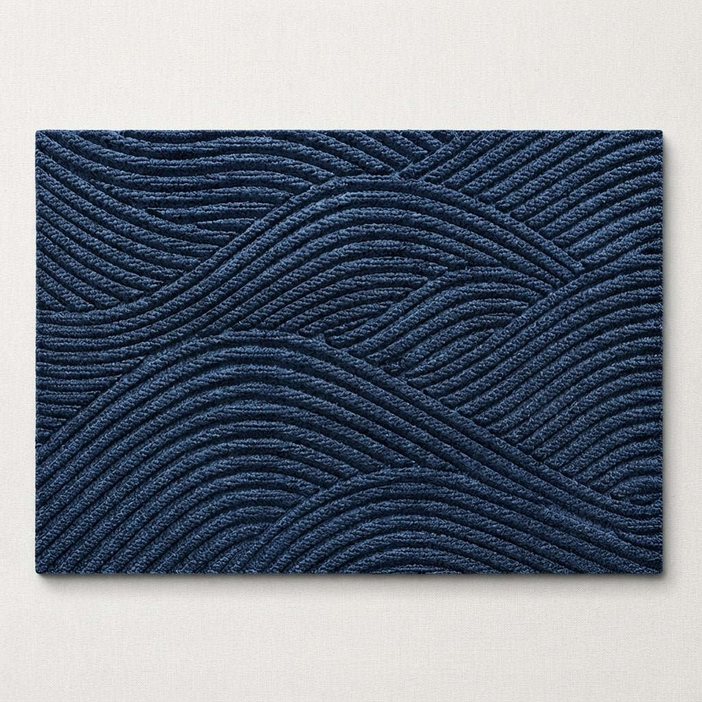 Non-Slip Door Mat with Textured Pattern, Indoor & Outdoor — Blue