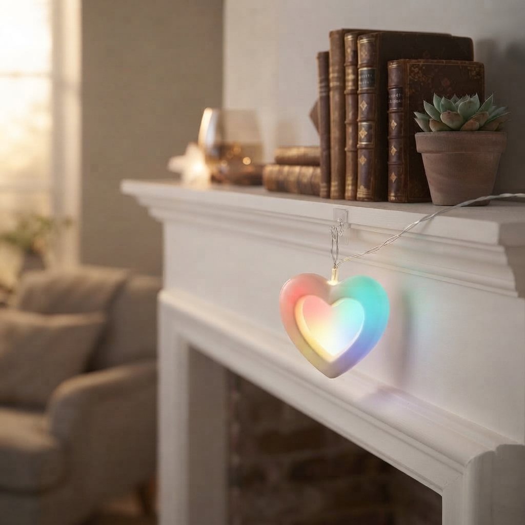 Paper Star LED Fairy Lights, Warm White, Indoor — Multi-Colour Hearts