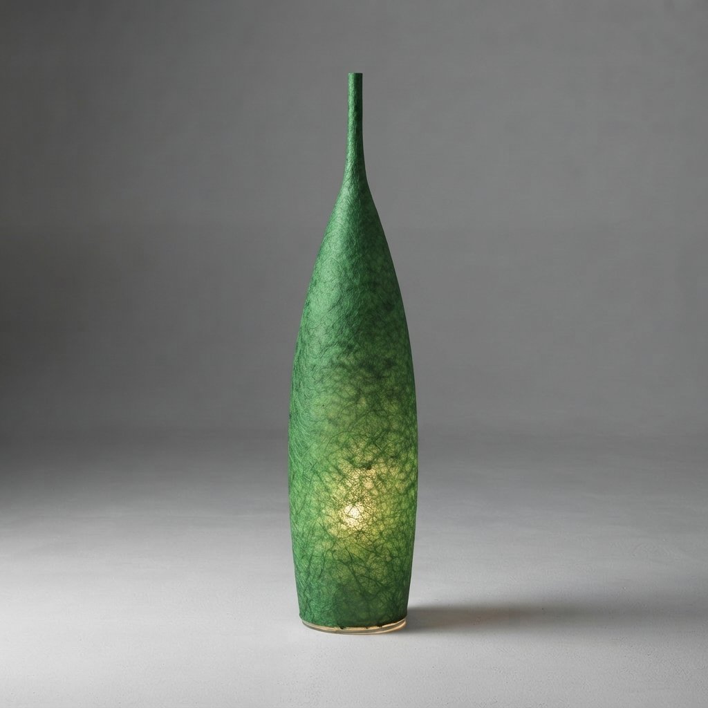 Resin Bottle Floor Lamp, Warm LED, Two Heights — Green