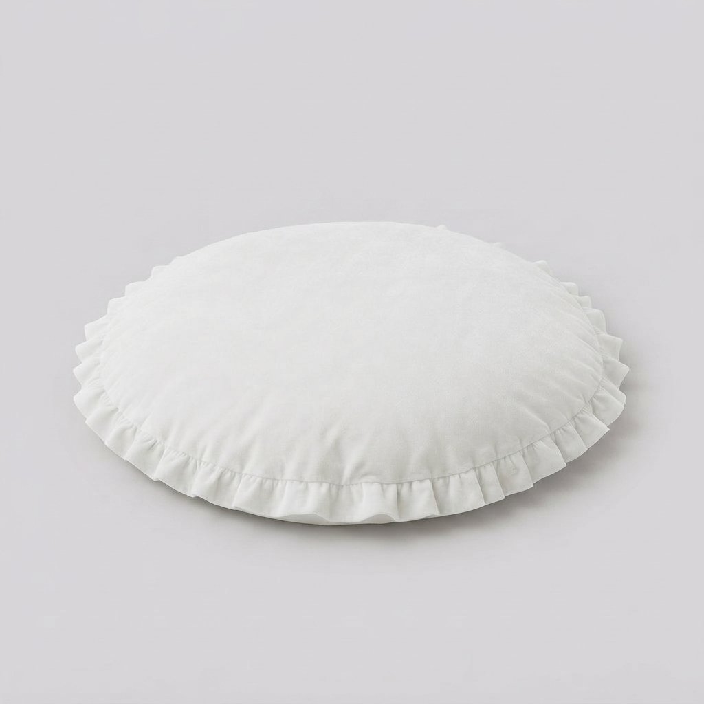 Round Cotton Play Mat with Ruffle Edge for Babies — White
