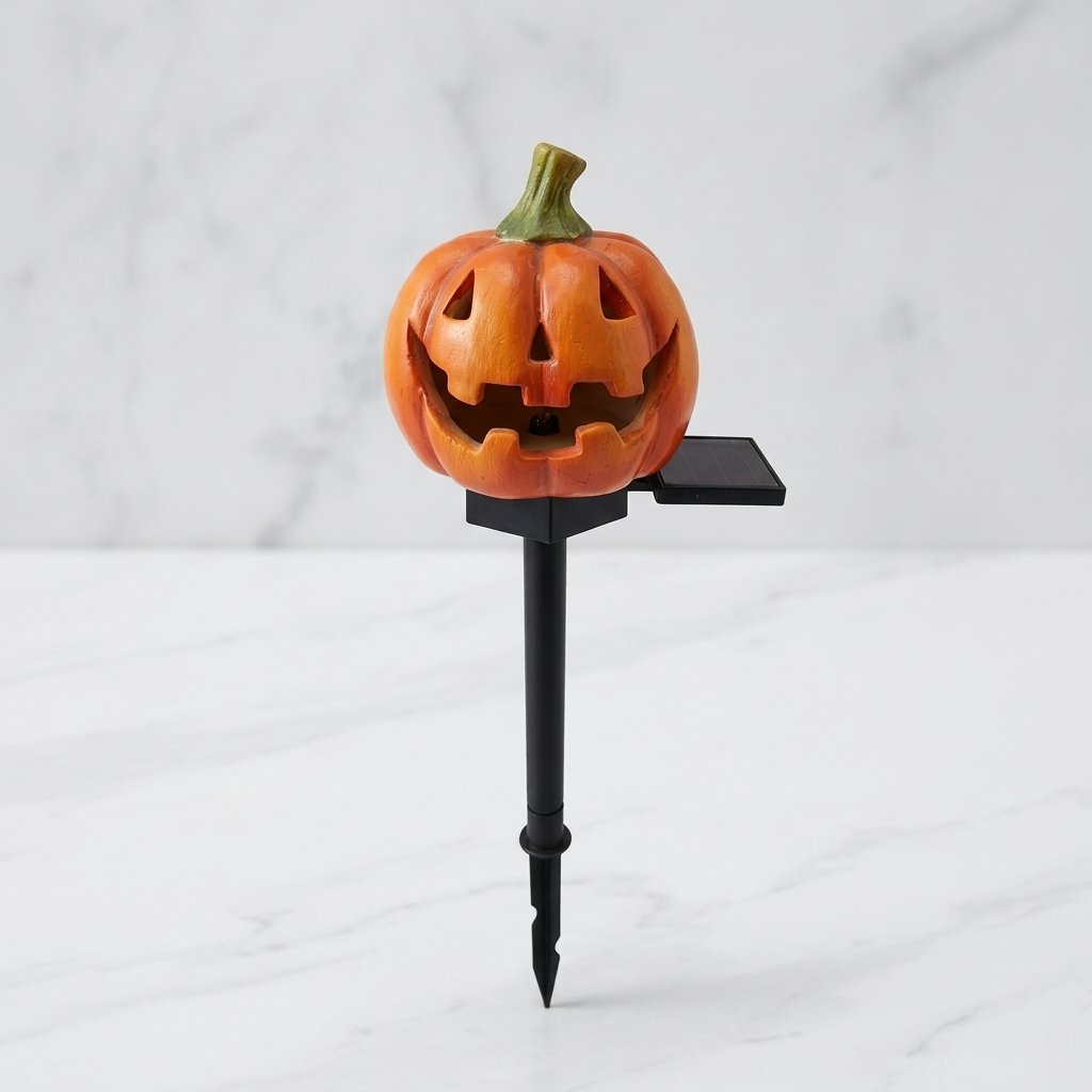 Solar-Powered Halloween Garden Stake Lights – Resin Pumpkin and Ghost Lanterns for Outdoor Use — Big Pumpkin