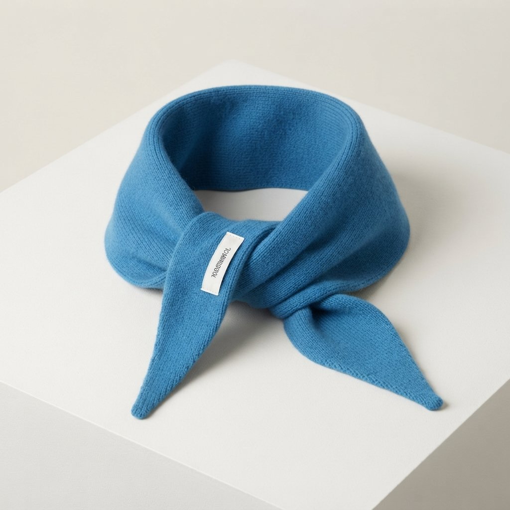 Wool Knit Triangular Scarf – Lightweight & Versatile — Blue