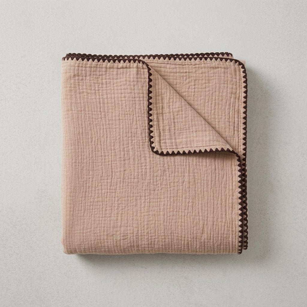 Cotton Muslin Throw Blanket – Lightweight, Breathable — Toasted Wheat