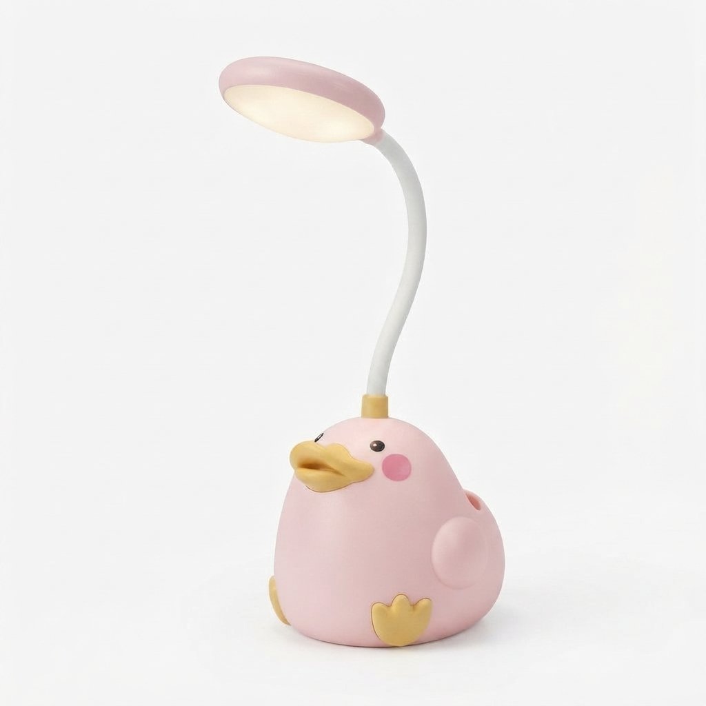 Duck LED Desk Lamp for Children with Flexible Neck — Pink Square