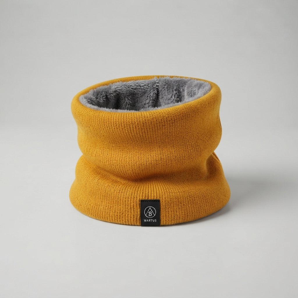 Fleece-Lined Knitted Snood Neck Warmer, One Size — Yellow