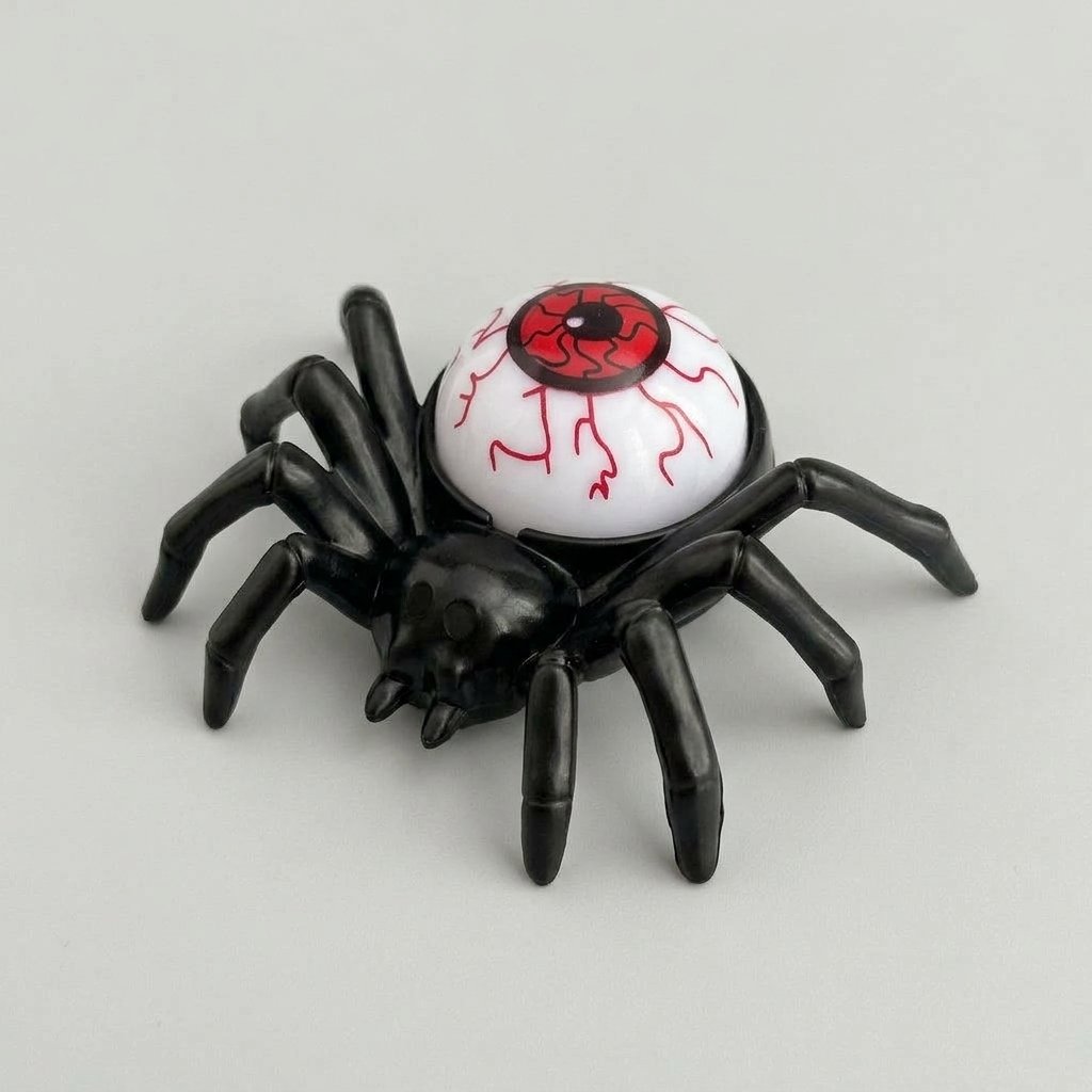 Halloween Spider Tea Light with Flickering LED Flameless Candle – Battery-Operated Decoration — Spider Back Red Eyeball