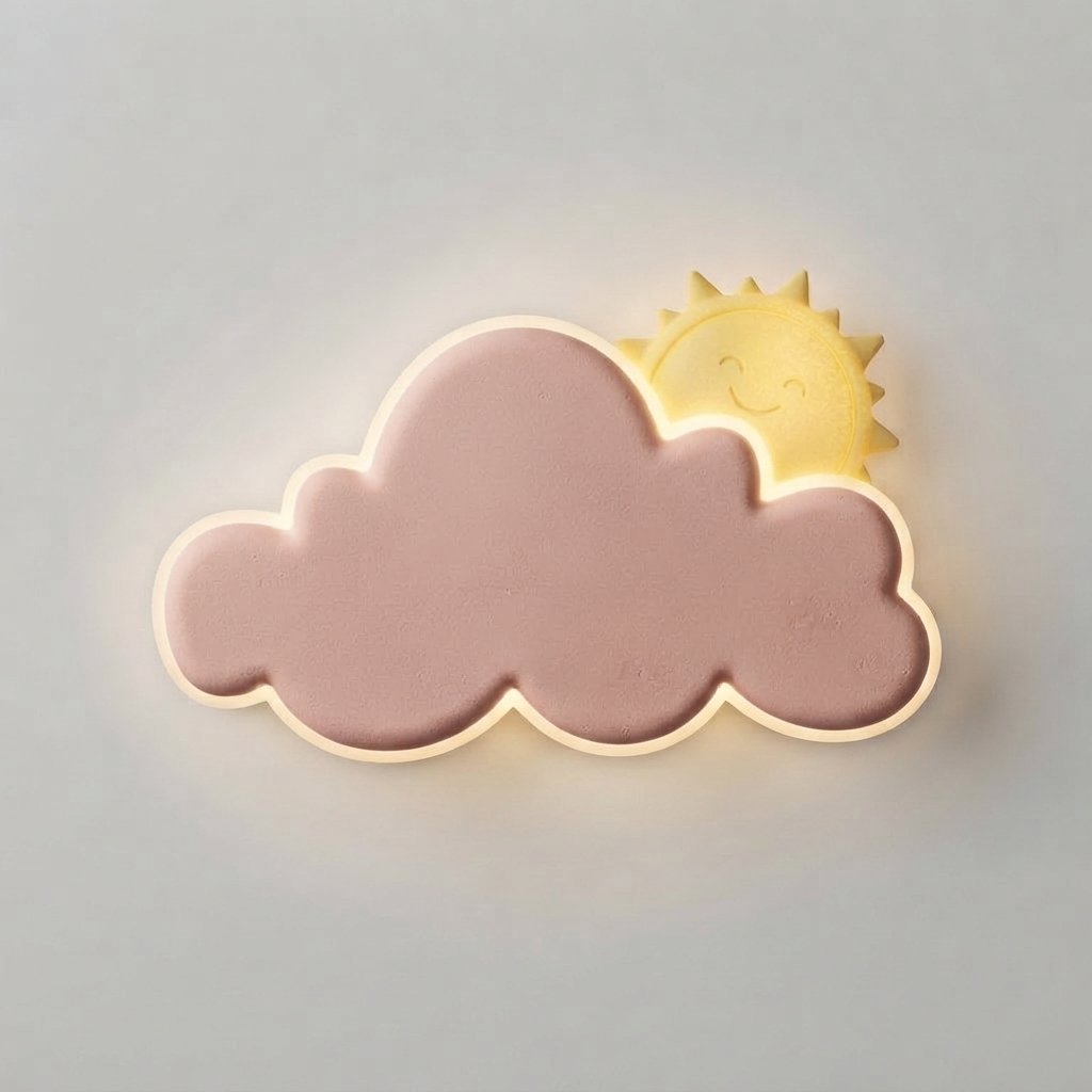 Kids' LED Wall Light – Cloud & Star Shapes, Pull Switch — Pink Star