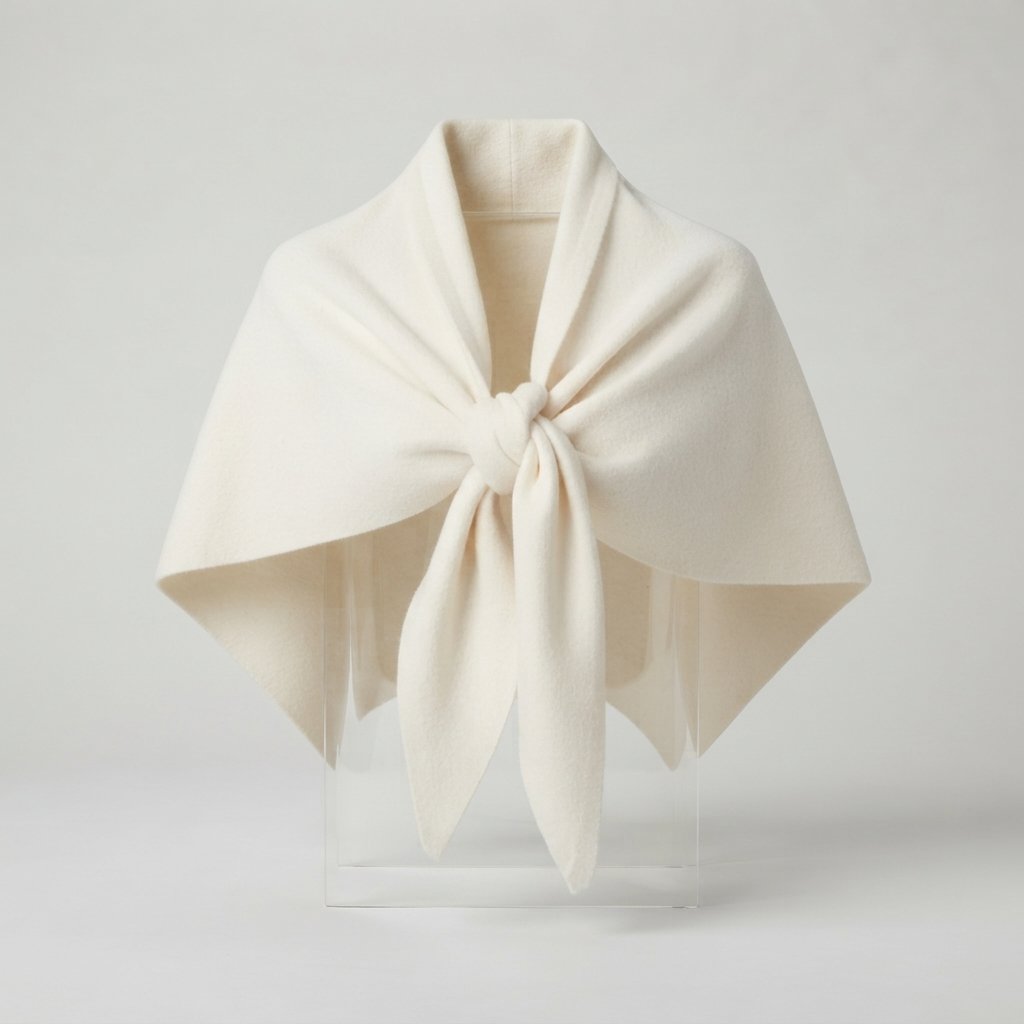 Knit Triangle Shawl Scarf, Wool-Feel, One Size — White