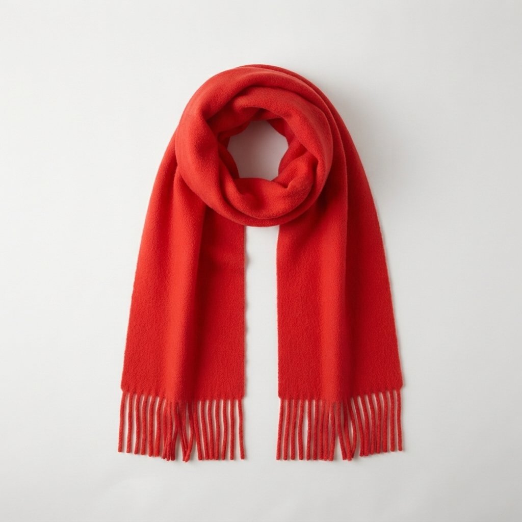 Oversized Plush Winter Scarf with Tassels — Red