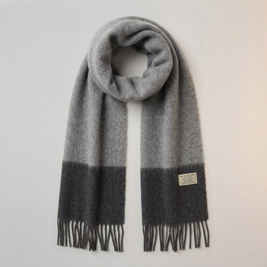 Plaid Wool Scarf with Fringe – Oversized Winter Wrap — Gentleman Grey