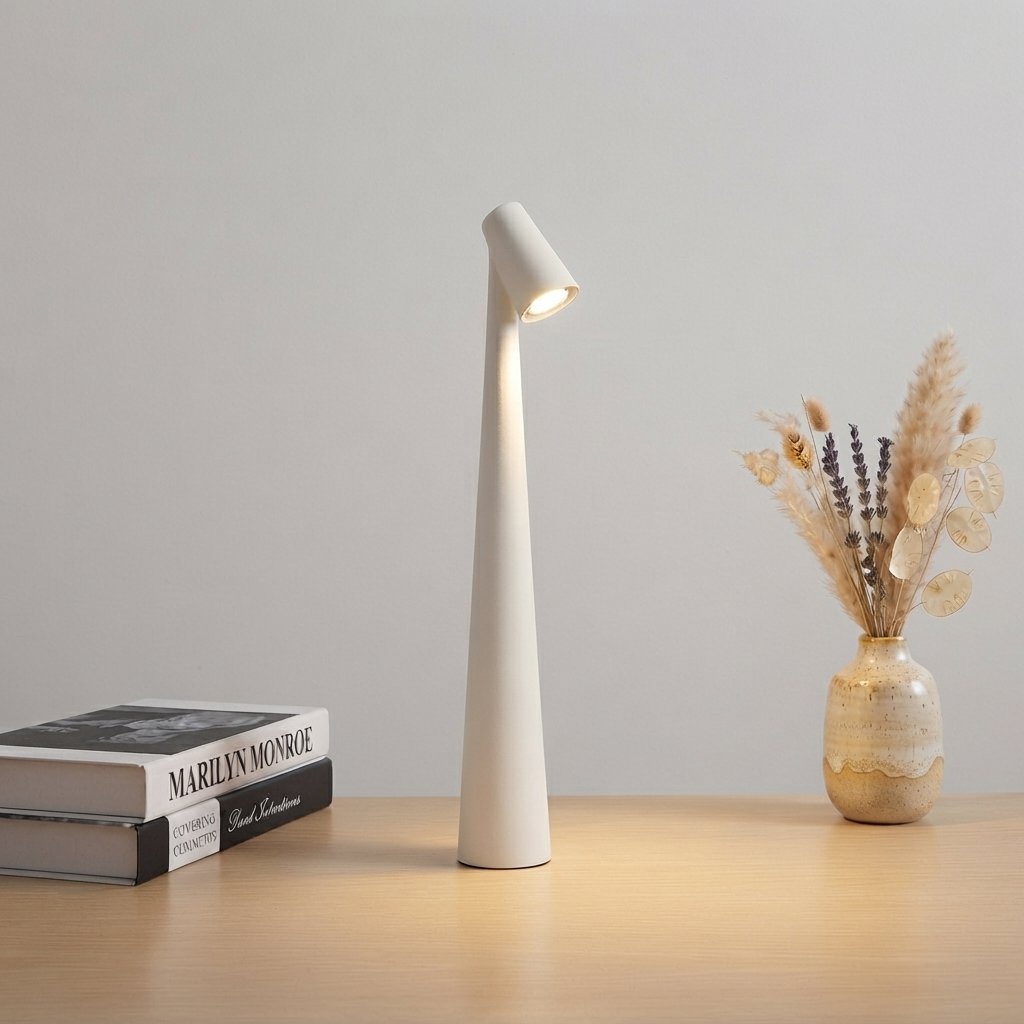 Rechargeable Touch-Dimming LED Table Lamp, Slim Design — Red