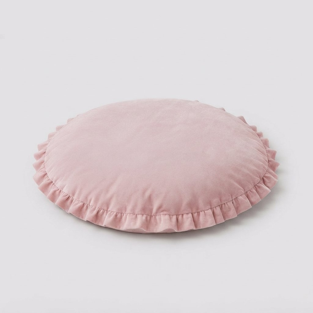 Round Cotton Play Mat with Ruffle Edge for Babies — Pink