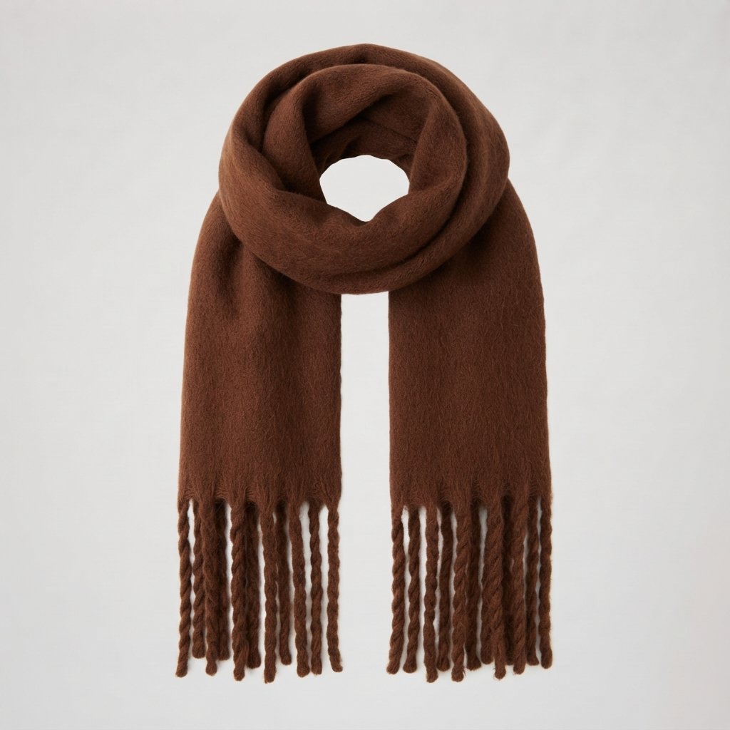 Soft Fringed Scarf – Fluffy Winter Wrap — Cognac
