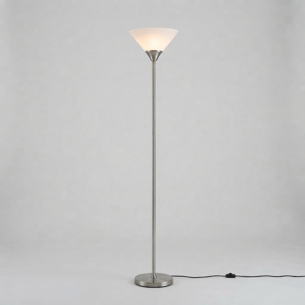 Torchiere Floor Lamp with Acrylic Shade, 5 Colours — Silver
